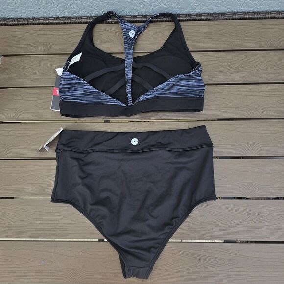 TYR Women's Arvada Skyler Swim Top, Gray/black & High Waist Bikini Sz XL New - Picture 2 of 4